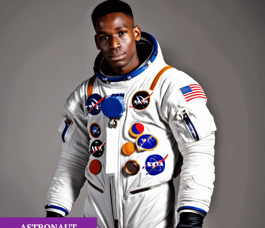AI photo booth astronaut theme sample showing a man in a white spacesuit