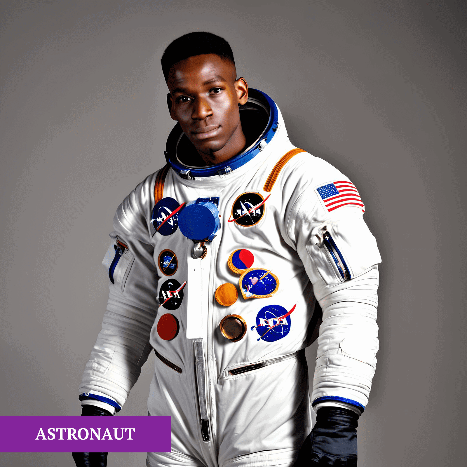 AI photo booth astronaut theme sample showing a man in a white spacesuit